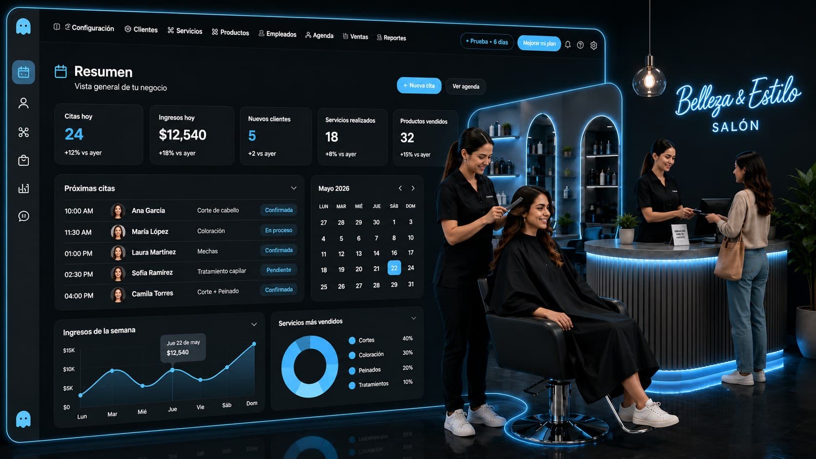 Colombian salon running on PhantomApp